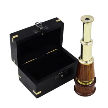 Seven Inch The Admiral Brass And Wood Telescope, 5 of 7