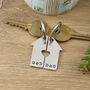 Housewarming Gift House Shaped Pair Of Personalised Keyrings With Cutout Heart, thumbnail 4 of 6