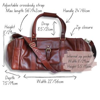 Tan Leather Travel Holdall Bag, 6 of 6