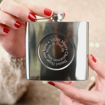 Personalised Spiral Engraved Hip Flask, 4 of 9