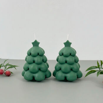 Green Christmas Tree Candle And Christmas Decoration, 2 of 11