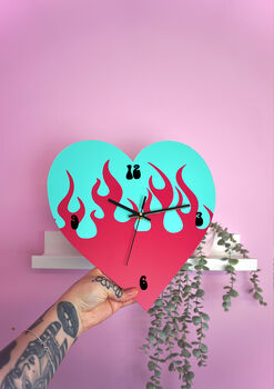 Flames Heart Shape Decorative Clock, 4 of 12