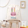 Personalised Playful Rabbit Cotton Nursery Bag, thumbnail 3 of 3