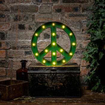 Green Rusty LED Peace Sign, 6 of 6