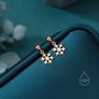 Sterling Silver Minimalist Snowflake Dangle Stud Earrings, thumbnail 5 of 11