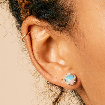 Maya Opal Stud Earrings Sterling Silver Or Gold Plated, 3 of 12