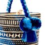 Blue Candy Handwoven Straw Basket Bag, thumbnail 3 of 7