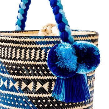 Blue Candy Handwoven Straw Basket Bag, 3 of 7
