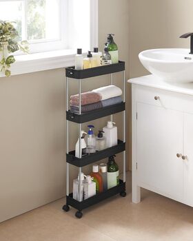 Narrow Slim Plastic Storage Cart Trolley Storage Unit, 3 of 9