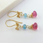Swiss Blue Topaz And Pink Tourmaline Topaz Earrings, thumbnail 2 of 8