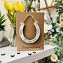 Personalised Wedding Card Horseshoe Wooden Keepsake, thumbnail 1 of 4