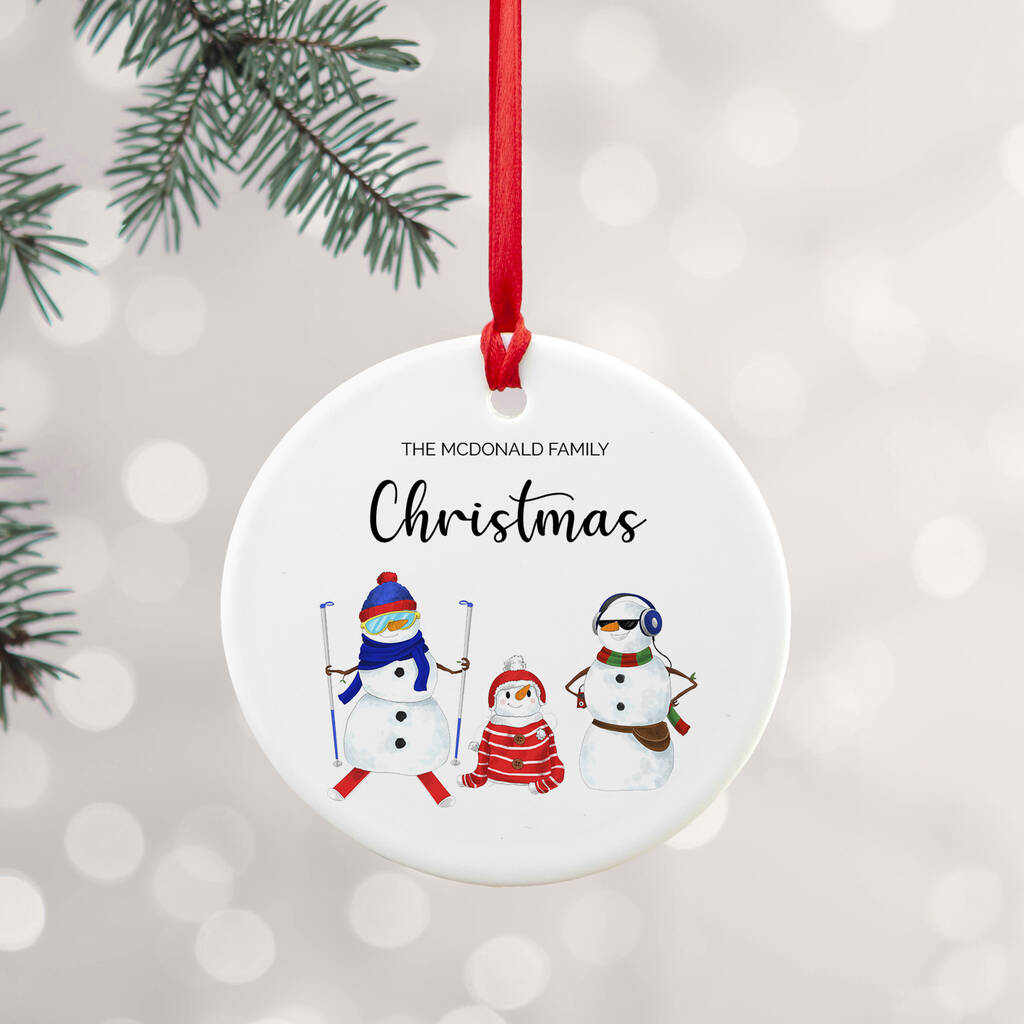 snowman family christmas decoration