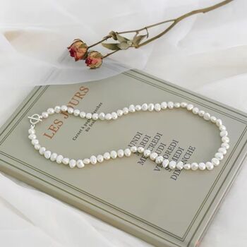 Loretta White Ivory Silver Pearl Drop Jewel Lock Gift Necklace, 3 of 5