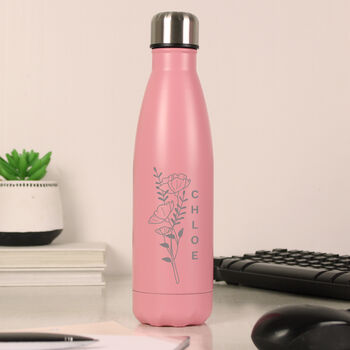 Personalised Floral Pink Insulated Bottle, 3 of 7