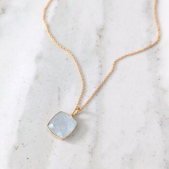 Blue Topaz Square Cushion Necklace, 3 of 9