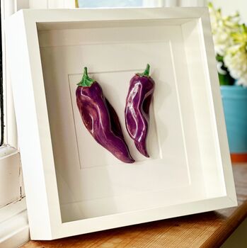 Hand Sculpted Ceramic Wall Art: Purple Peppers, 5 of 6