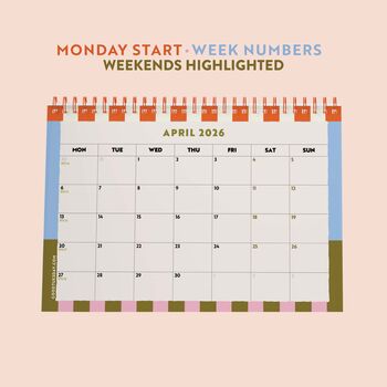 Academic A5 Desk Calendar 2025 2026 | Checks And Stripes, 3 of 6
