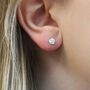 Sterling Silver Rose Flower Stud Earrings, thumbnail 2 of 6