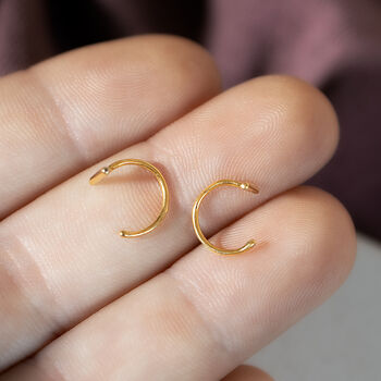 Sterling Silver Pull Through Bar Hoop Earrings, 3 of 7