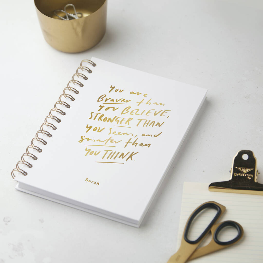 Braver Than You Believe Hardback Personalised Notebook By Old English ...
