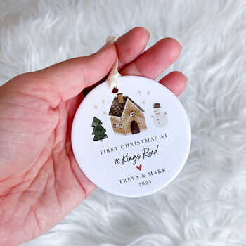 Custom First Christmas In New Home Ceramic Ornament, 5 of 7