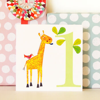 One Giraffe 1st Birthday Card, 3 of 4