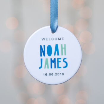 New Baby Boy Personalised Decoration, 2 of 3