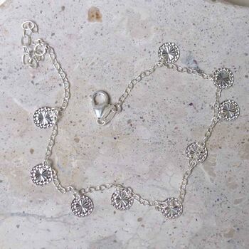 Sterling Silver Diamond Disc Bracelet, 4 of 10