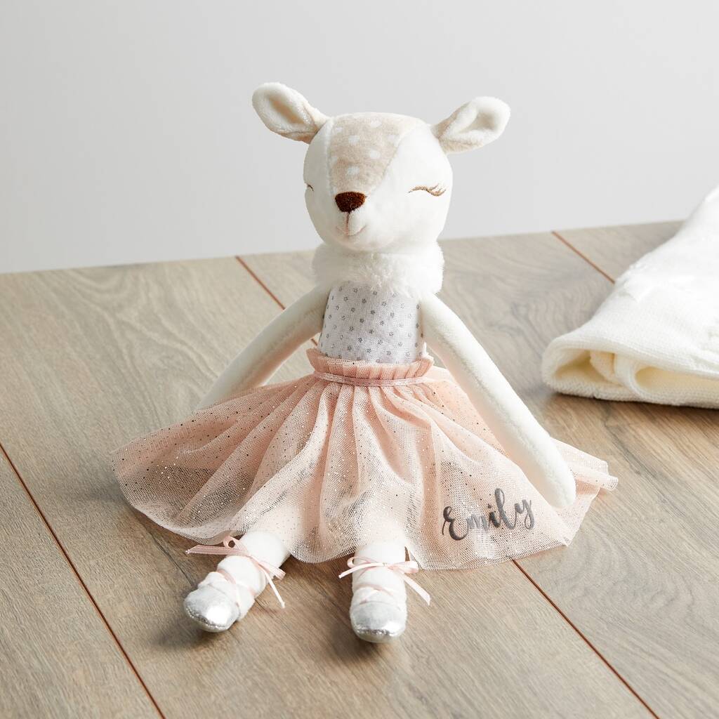 personalised ballerina fawn doll in pink dress by my 1st years ...