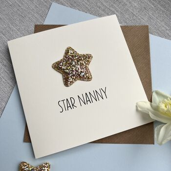 Star Mum/Nanny Glitter Star Birthday Card, 2 of 4