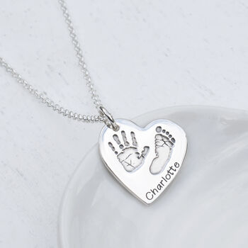 Personalised Silver Handprint And Footprint Necklace, 2 of 6