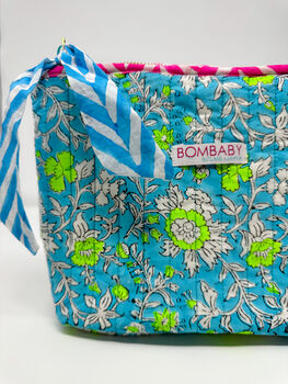 Handmade Quilted Make Up Bag | Neon Floral, 3 of 3