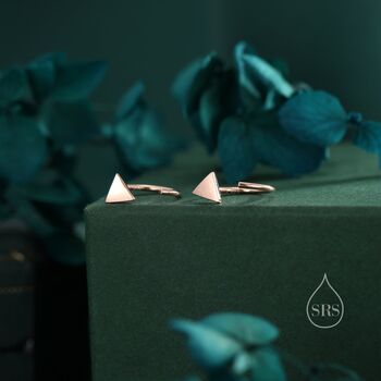 Sterling Silver Tiny Triangle Huggie Hoop Earrings, 4 of 12