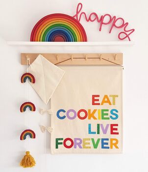 'Eat Cookies, Live Forever' Custom Fabric Banner, 2 of 3