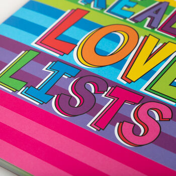I Just Really Love Lists A5 Rainbow Stripe Notebook, 7 of 10