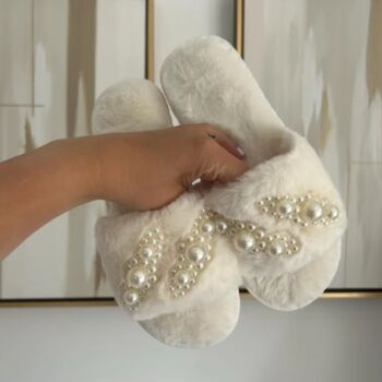 Bridesmaid Pink Fluffy Wedding Day Slippers, 6 of 8