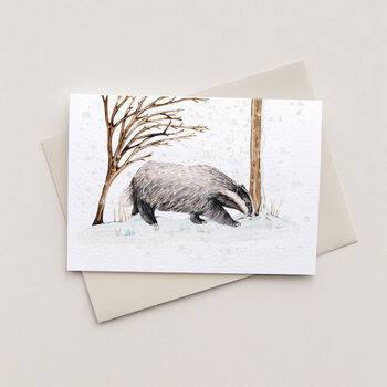 Christmas Badger Watercolour Card, 2 of 2
