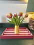 Pink And Red Striped Decorative Tray With Handles, thumbnail 1 of 5