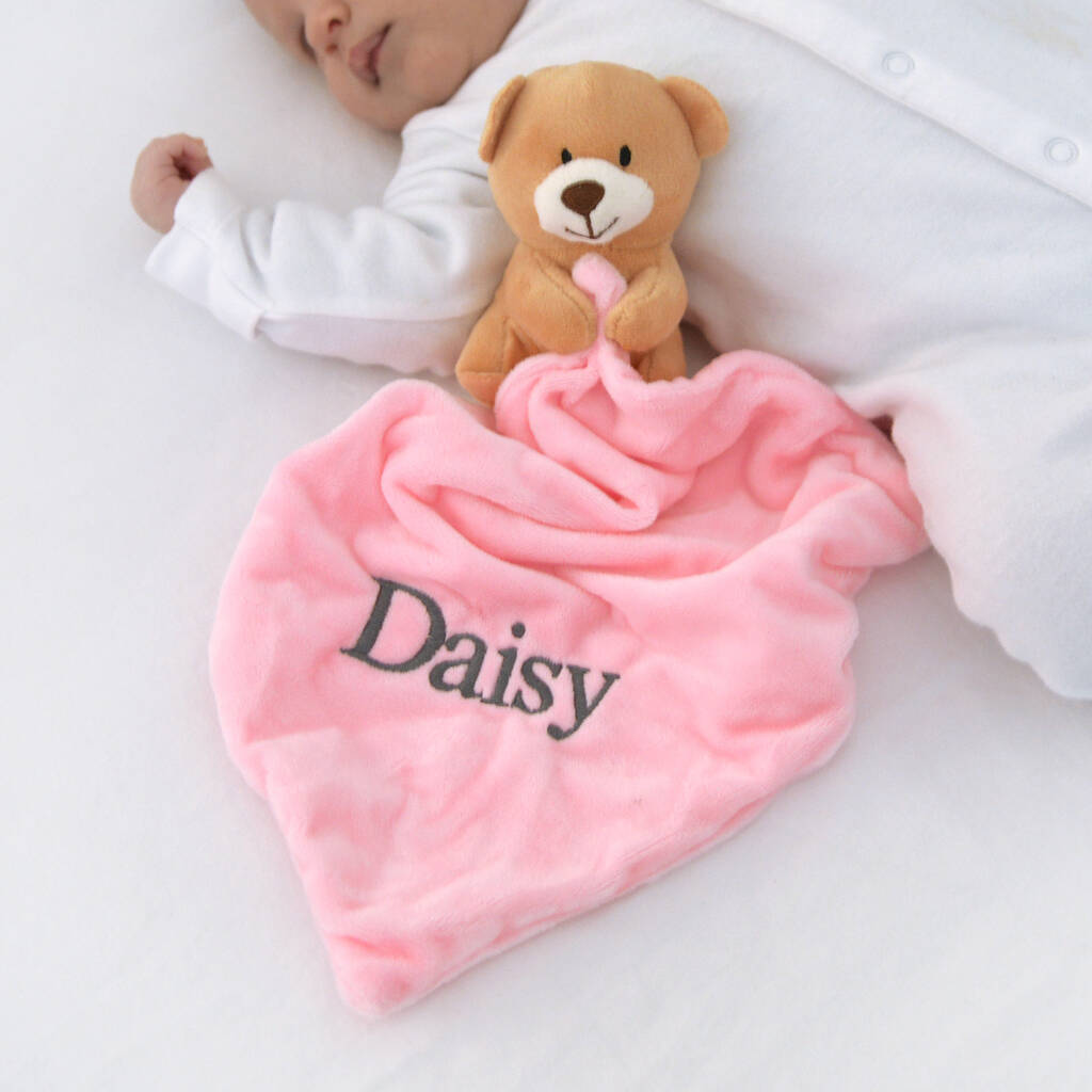 Personalised Pink Teddy Baby Comforter By A Type Of Design ...