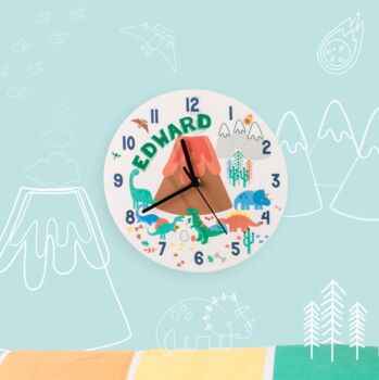 Bedroom Dinosaurs Theme Personalised Clock, 2 of 5