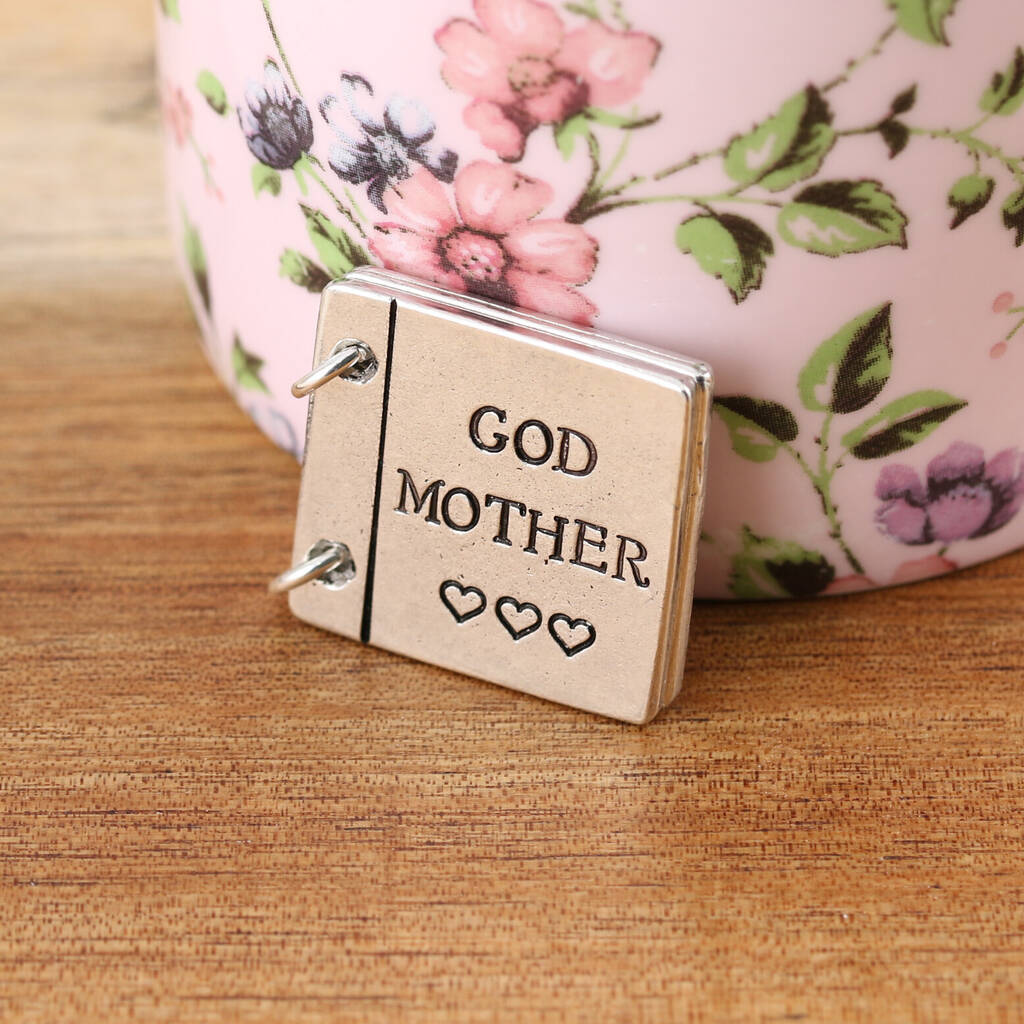 Godmother Keepsake Christening Gift Pewter Mini Folding Card, 1 of 7