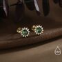 Sterling Silver Emerald Flower Stud Earrings, thumbnail 2 of 12