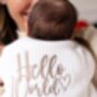 Hello World Embroidered Personalised New Baby Cardigan, thumbnail 1 of 6
