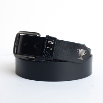 Men's Premium Leather Belt With Simple Stitch Detail, 7 of 10