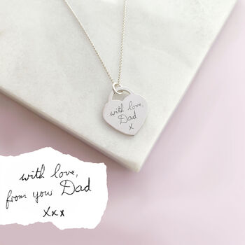 Sterling Silver Handwriting Heart Necklace, 3 of 9