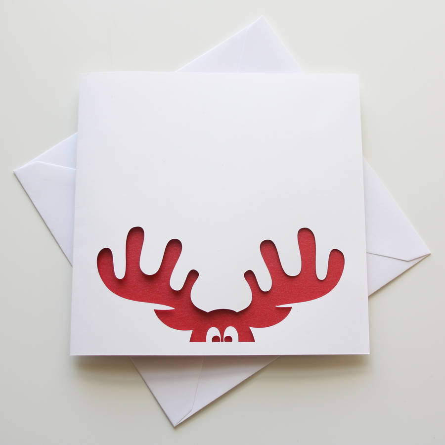 reindeer papercut christmas card by whole in the middle