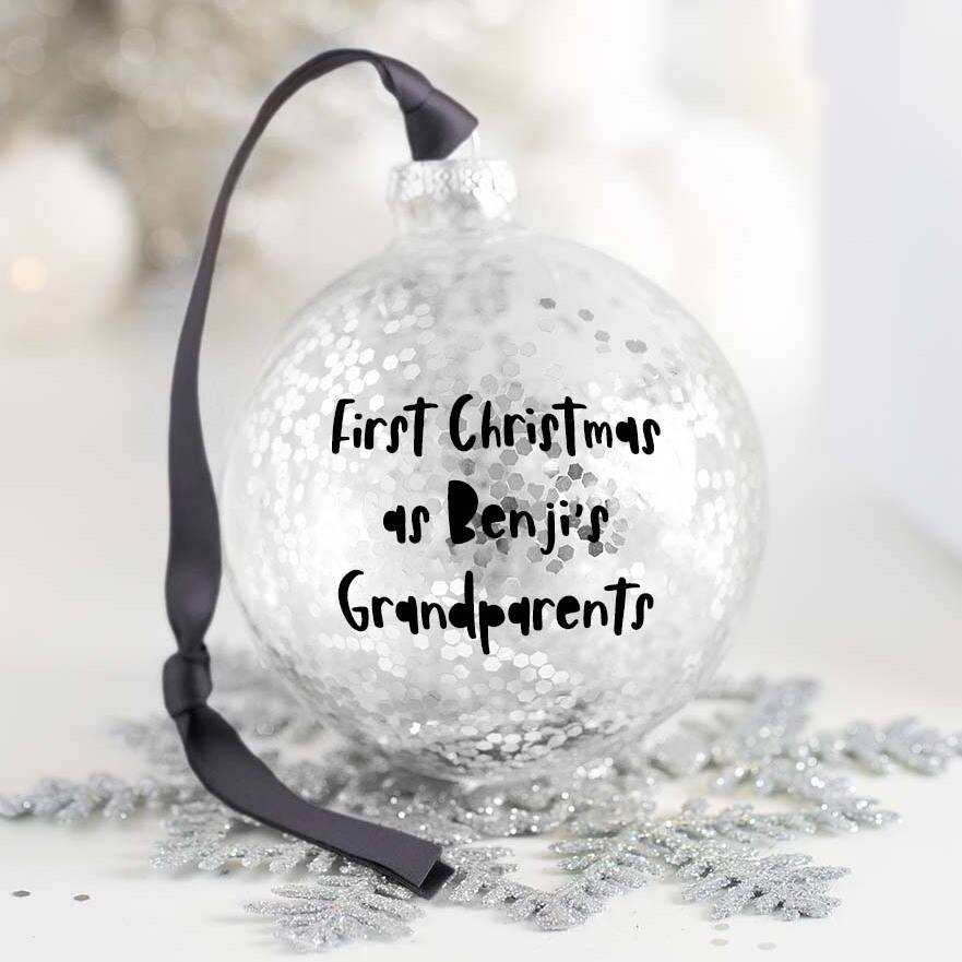 Personalised 1st Christmas As Grandparents Bauble, 1 of 3