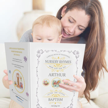 Personalised Baby Baptism Gift Book Of Nursery Rhymes, 2 of 9