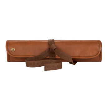 Personalised Brown Leather Knife Roll With Zip Pocket, 2 of 10