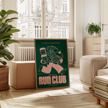 Coffee Print | Coffee And Pastry Run Club | Kitchen Wall Art | Retro Mid Century Food Poster, 3 of 8